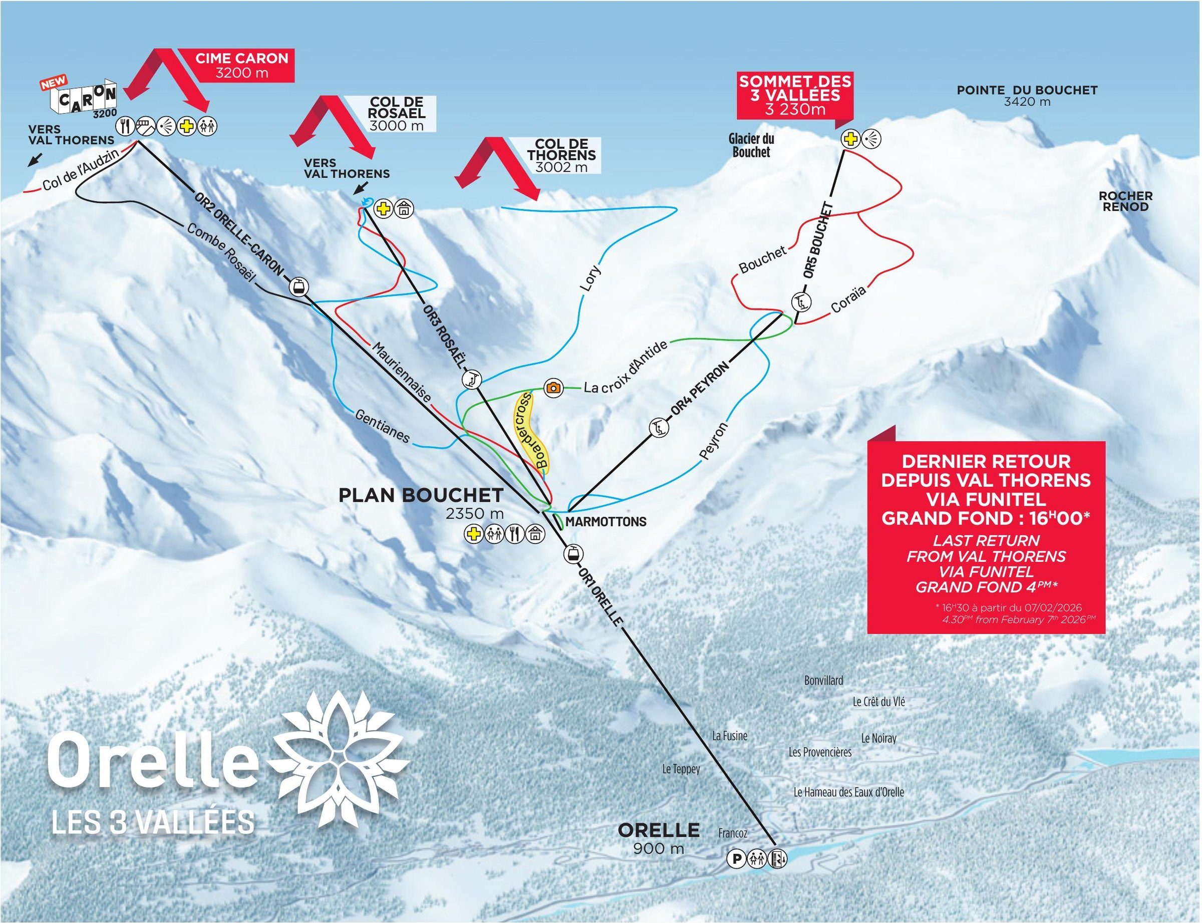 Pistkarta Orelle, Val Thorens/3 Vallées