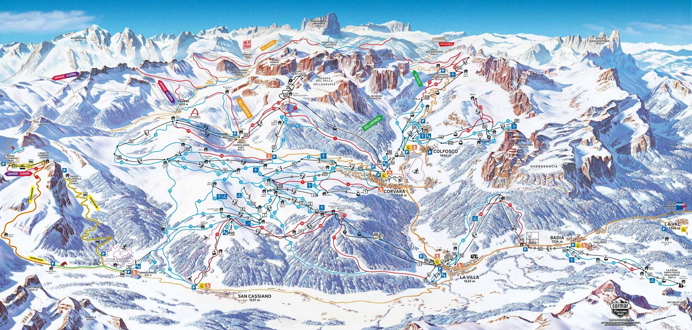 Pistkarta Alta Badia, Dolomiti Superski