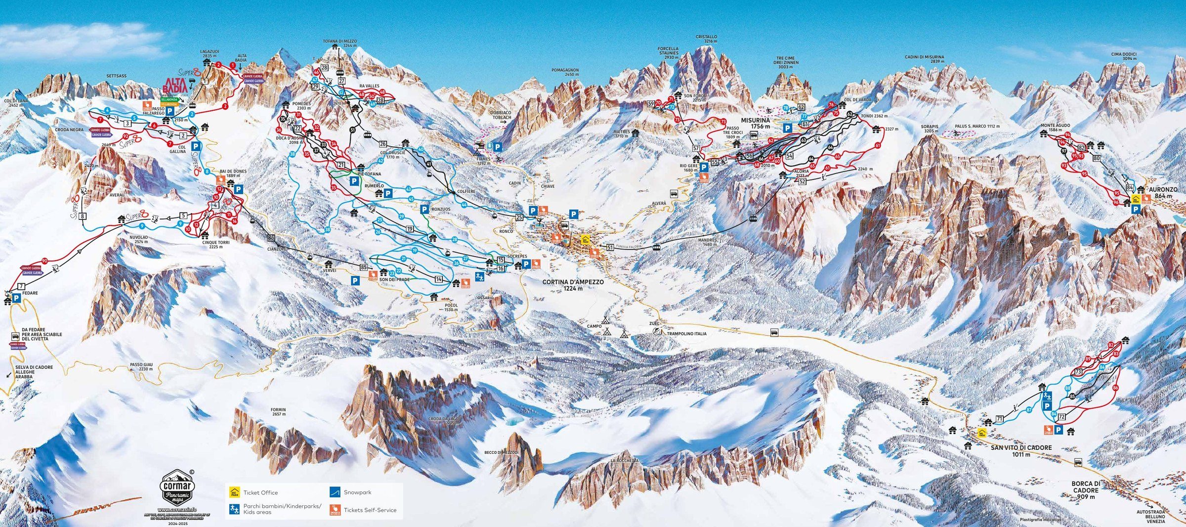 Pistkarta Cortina d'Ampezzo, Dolomiti Superski