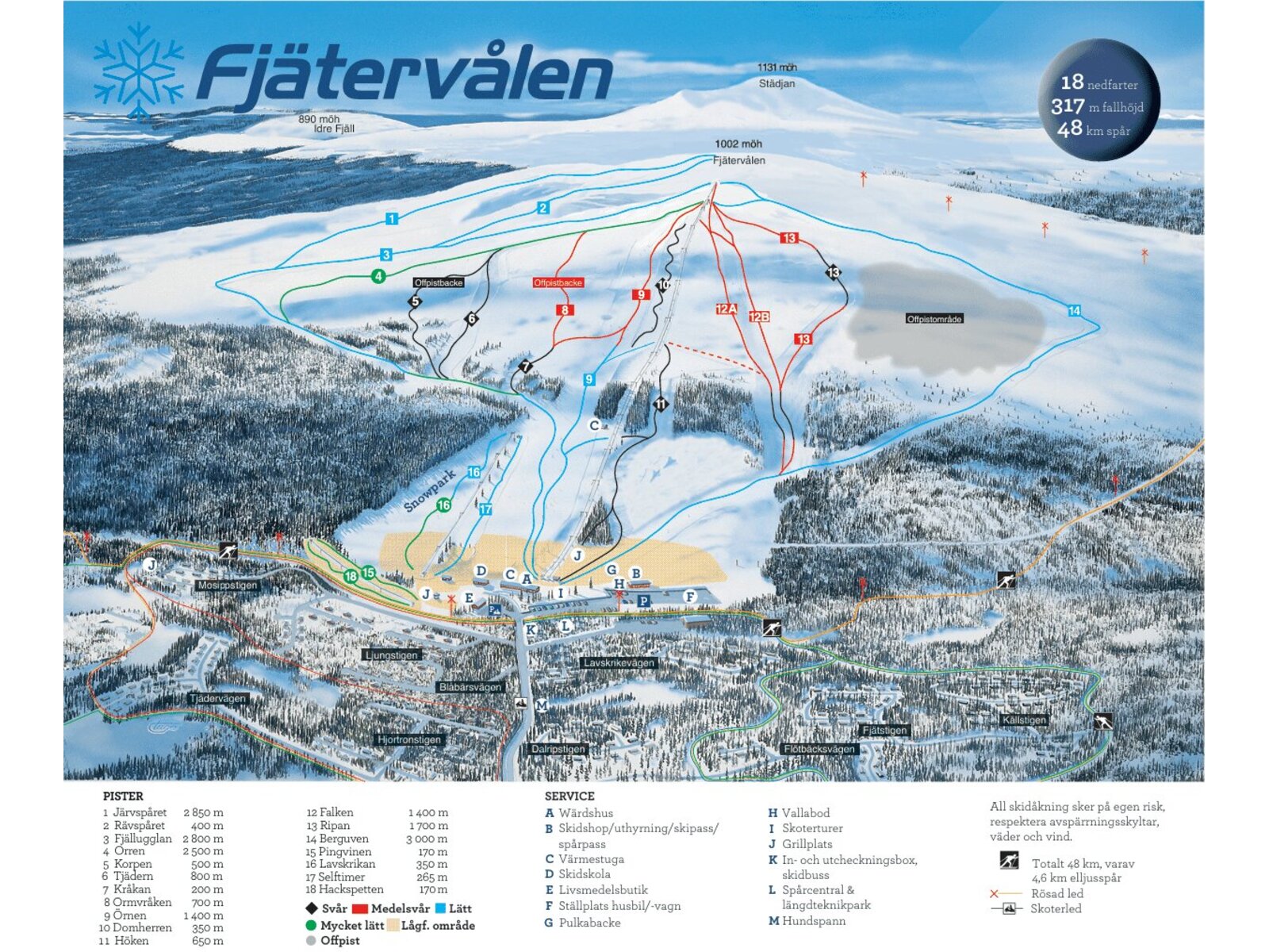 Pistkarta Fjätervålen, Idre