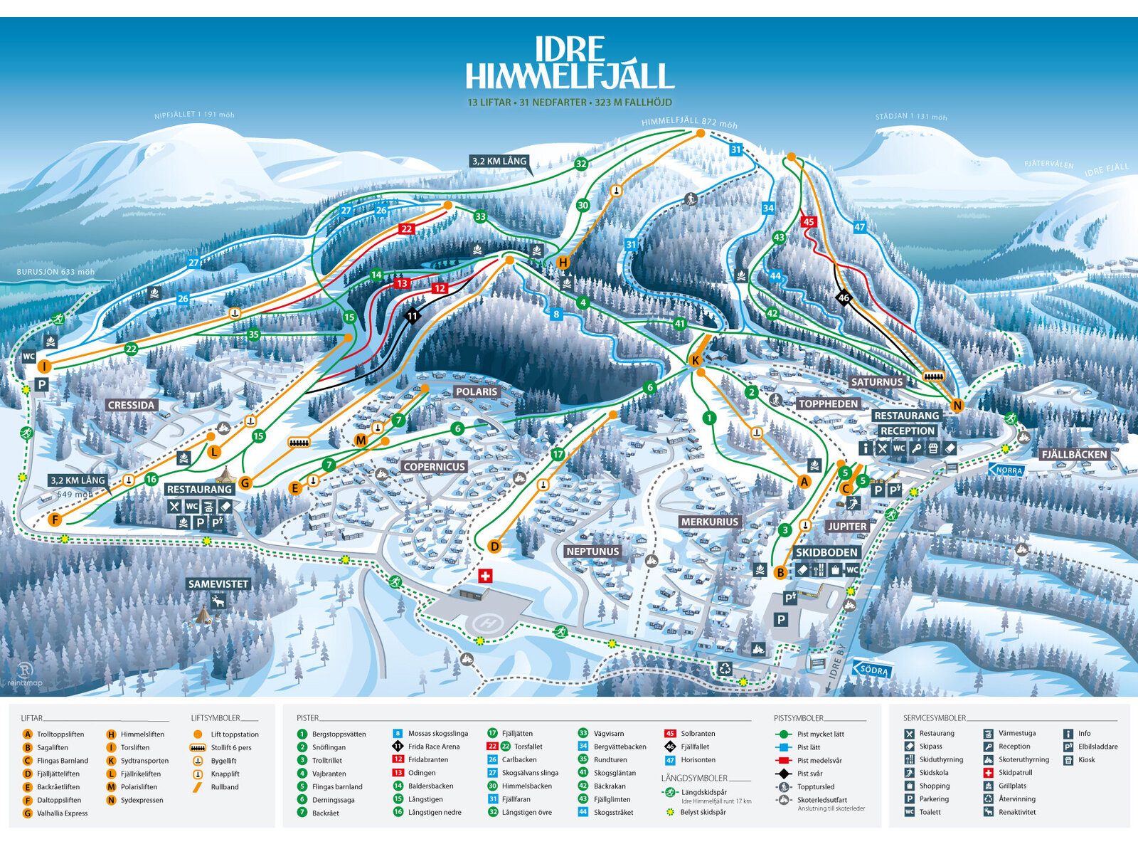 Pistkarta Idre Himmelfjäll, Idre